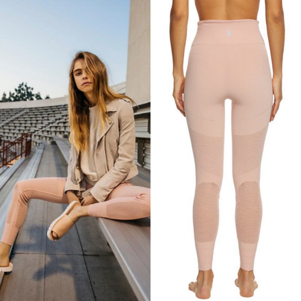 Free People Movement‎ Seamless Sculpt Mesh Leggings, Made in Italy $140 Large